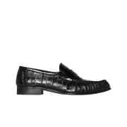 The Row Soft Loafer in Eel Skin Black