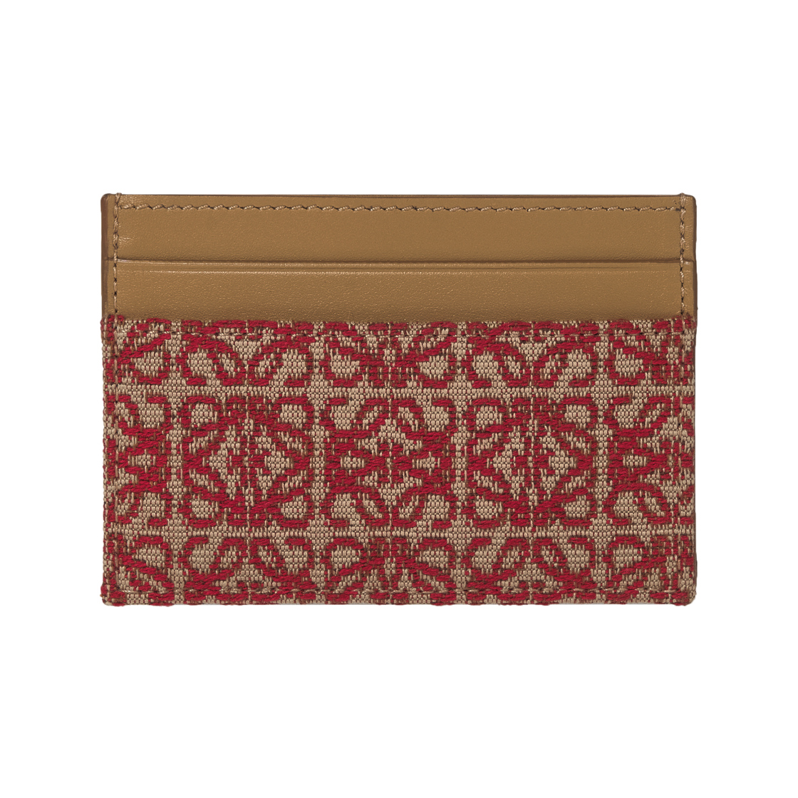 로에베 플레인 자카드 카프스킨 카드 홀더 레드(Loewe Plain Card Holder in Jacquard and Calfskin Red) - 1