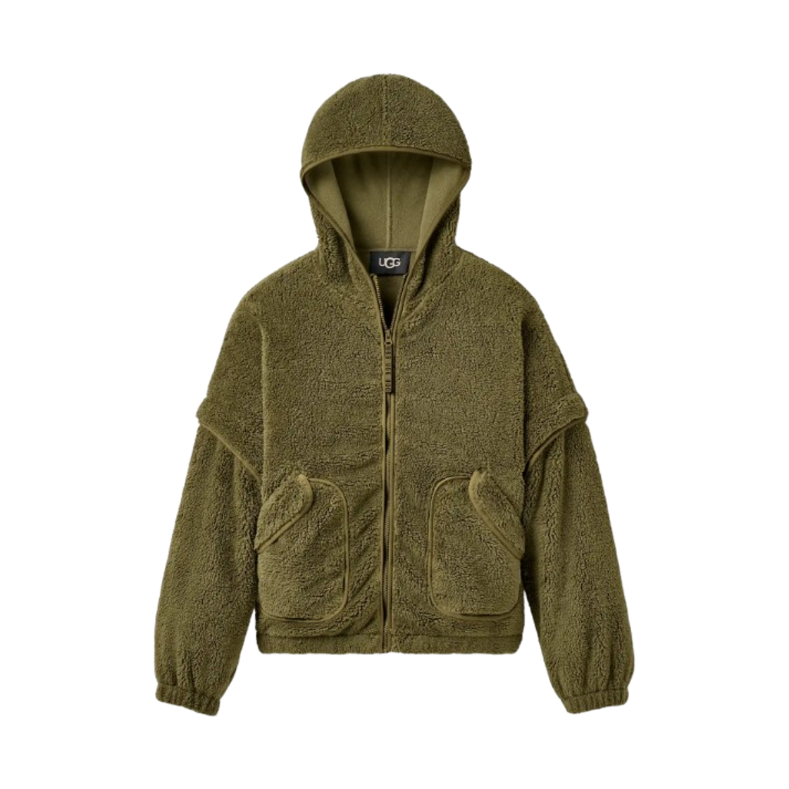 (W) 어그 마리엘라 어그플러프 지퍼 후드 번트 올리브((W) UGG Mariella UGGfluff Zip Hoodie Burnt Olive)