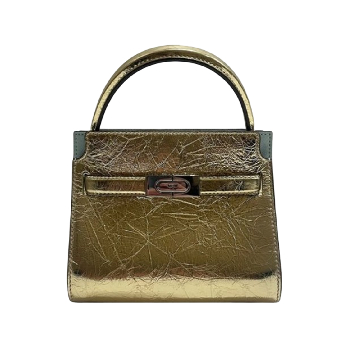 152442-701 Tory Burch Radziwill Metallic Petite Double Tote Bag Gold