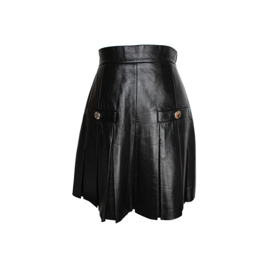 산드로 블랙 램스킨 플리츠 스커트 44(Sandro Black Lambskin Pleated Skirt 44)