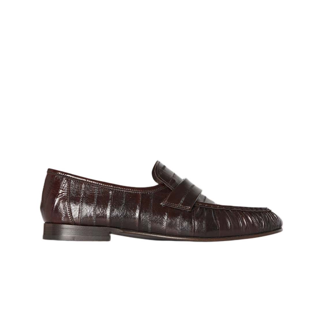F2018E17BRW The Row Soft Loafer in Eel Skin Brown