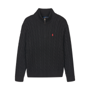 Polo Ralph Lauren Cable Knit Cotton Quarter Zip Sweater Polo Black - 26SS