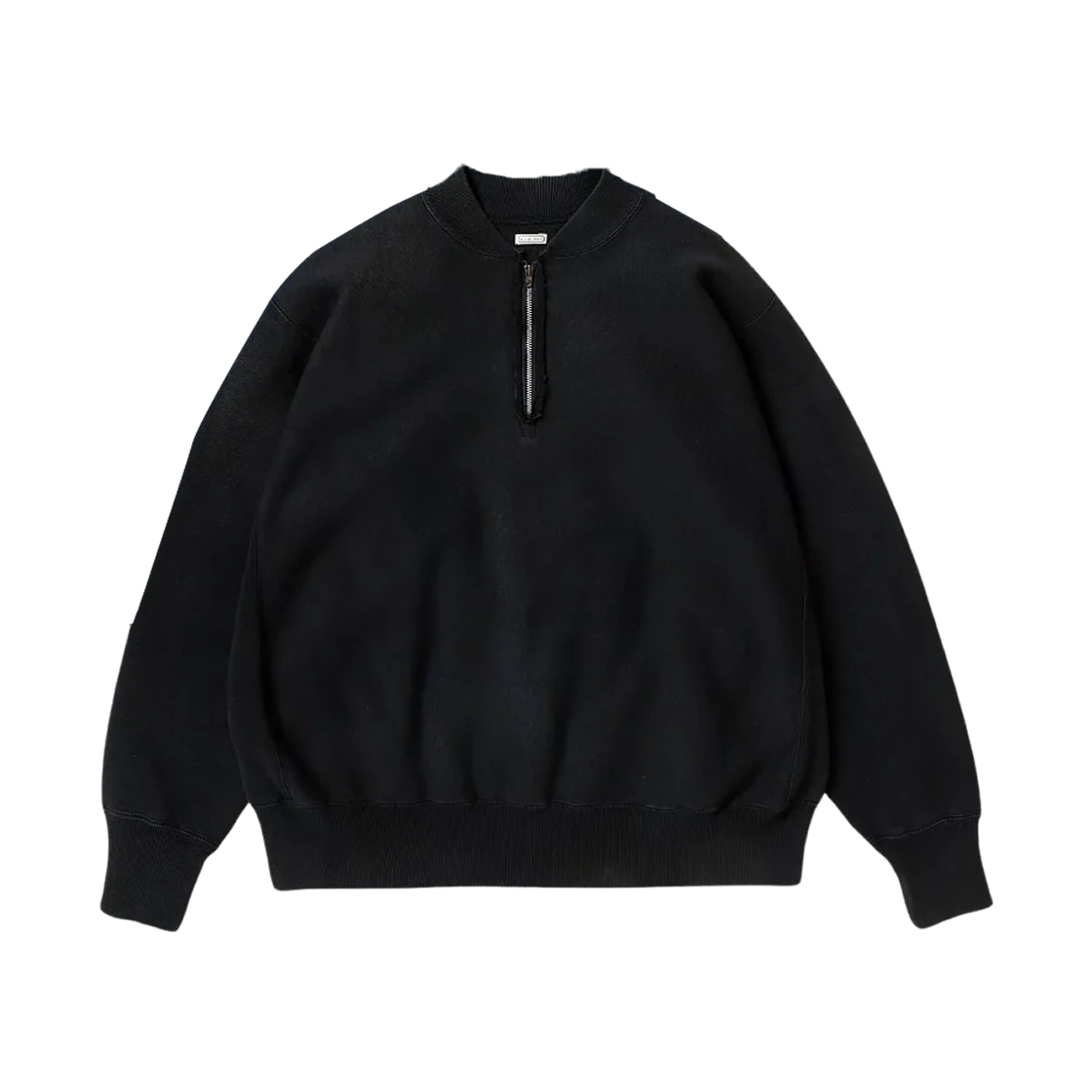 아프레쎄 빈티지 하프 립 칼라 스웨트셔츠 블랙 - 26SS(A.Presse Vintage Half Rib Collar Sweatshirt Black - 26SS)