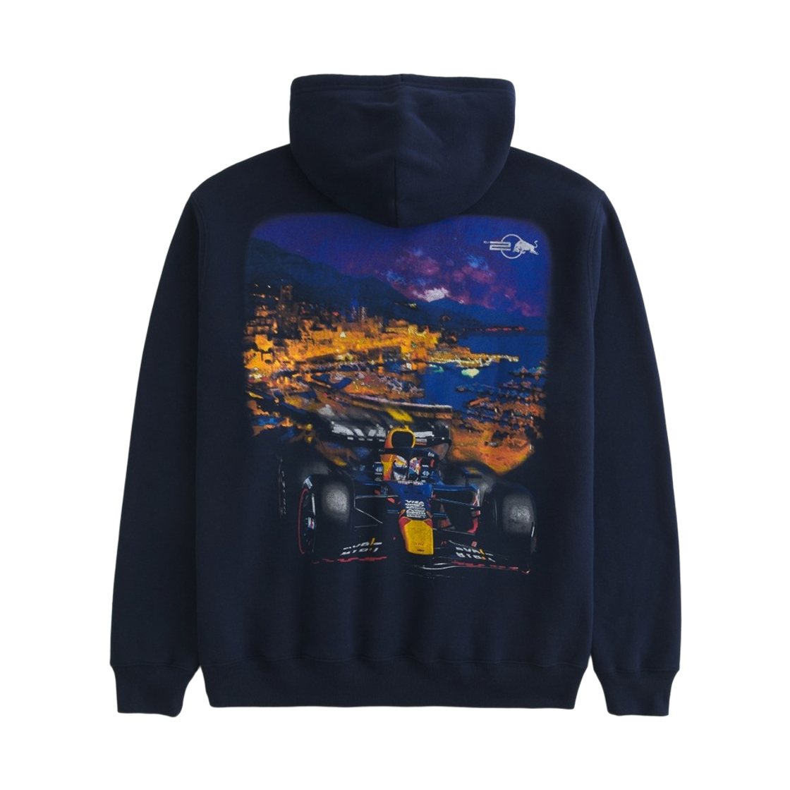 오라클 레드불 레이싱 x 홀리스터 릴랙스드 그래픽 후드 네이비 블루(Oracle Red Bull Racing x Hollister Relaxed Graphic Hoodie Navy Blue)