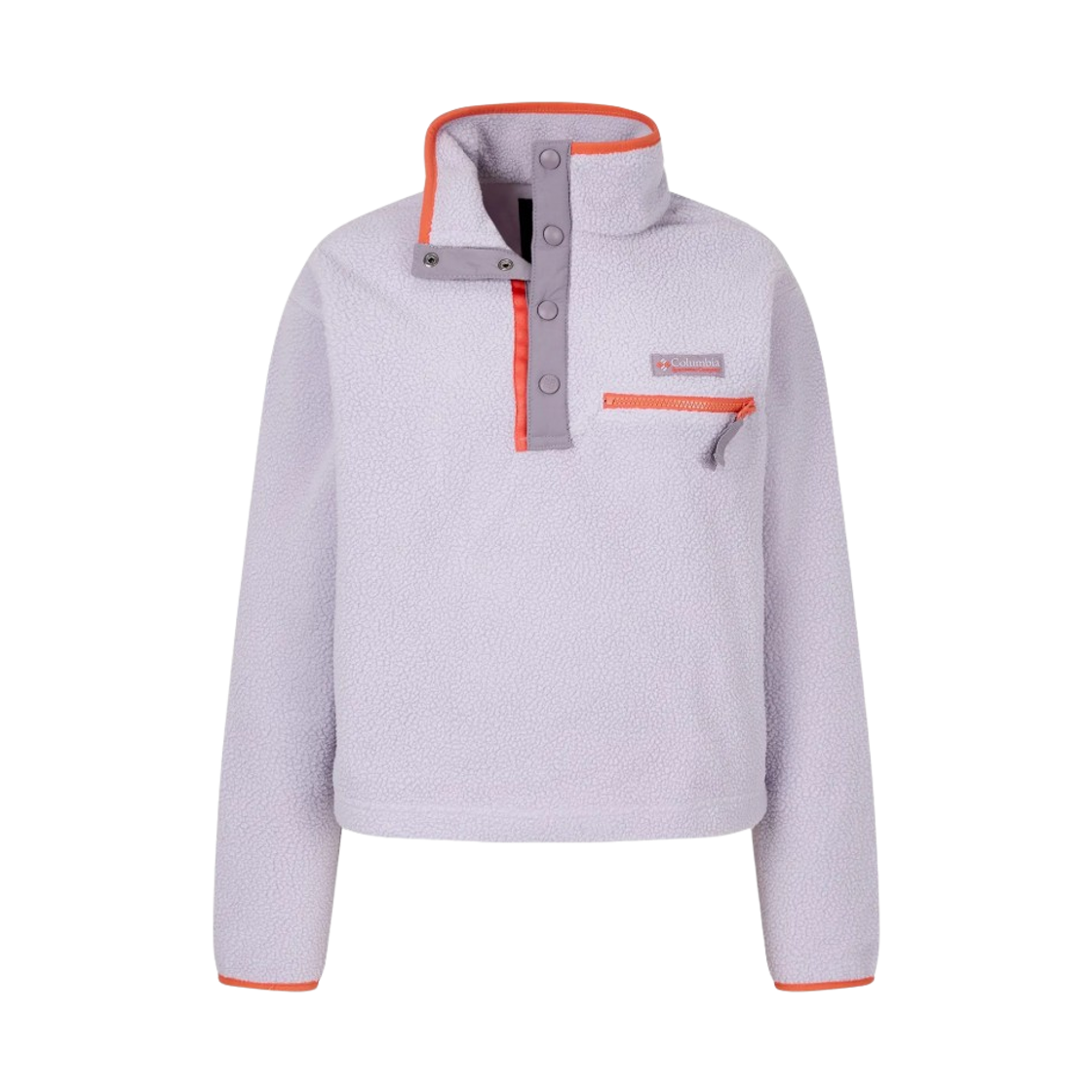 (W) 컬럼비아 헬베시아 II 크롭 하프 스냅 플리스 풀오버 프로스티드 바이올렛((W) Columbia Helvetia II Cropped Half Snap Fleece Pullover Frosted Violet)
