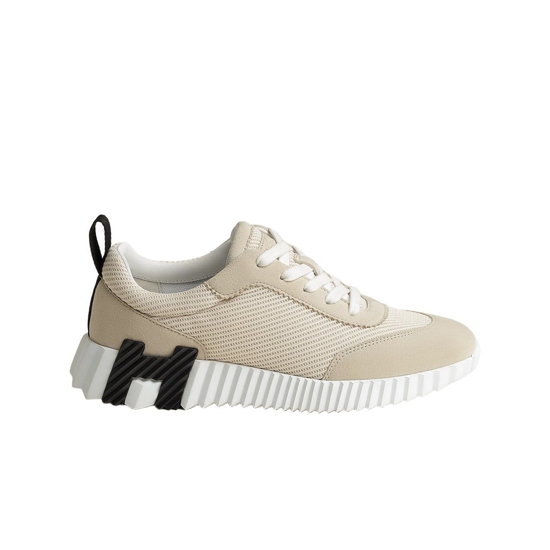 H251099ZF8 (W) Hermes Bouncing Sneakers Textured Mesh Suede Goatskin & Beige Glaise