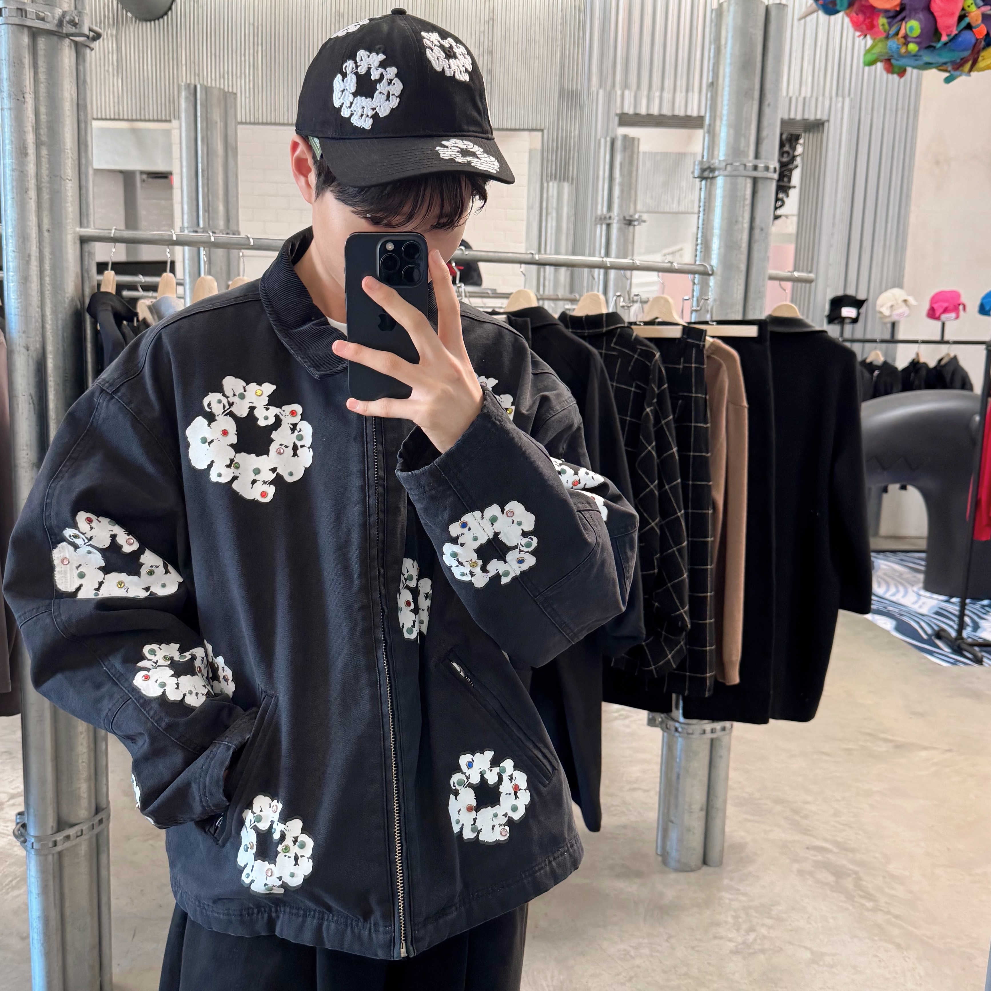 Denim Tears The Cotton Wreath Cap Black 착용 스타일