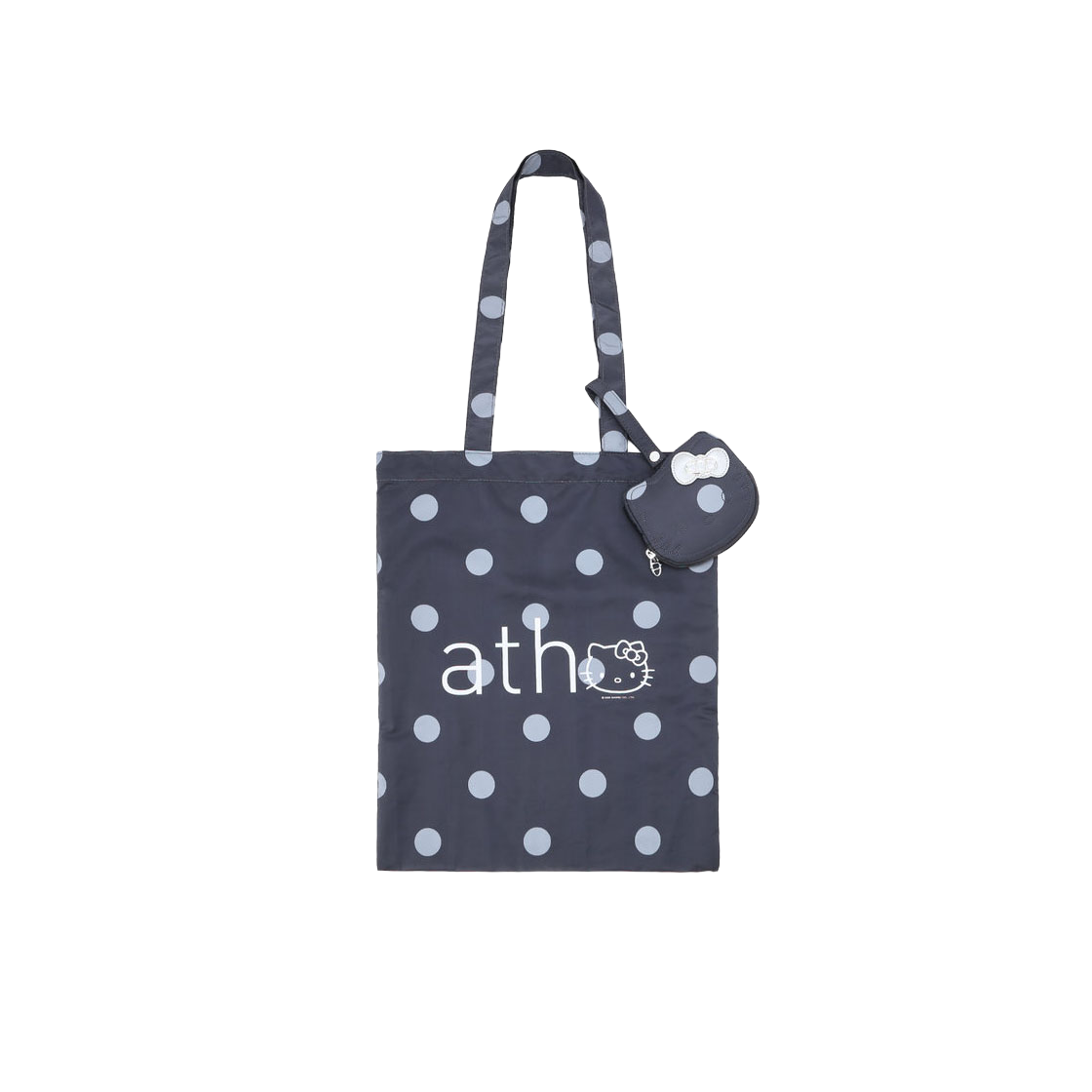 AAWA6E016BK Hello Kitty x Athe Dot Black Pouch Keyring & Eco Bag