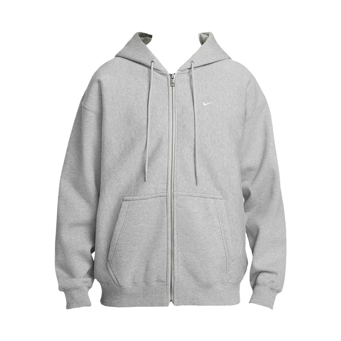 나이키 솔로 스우시 풀집 플리스 후드 다크 그레이 헤더 라이트 스모크 그레이 - 아시아(Nike Solo Swoosh Full-Zip Fleece Hoodie Dark Grey Heather Light Smoke Grey - Asia)