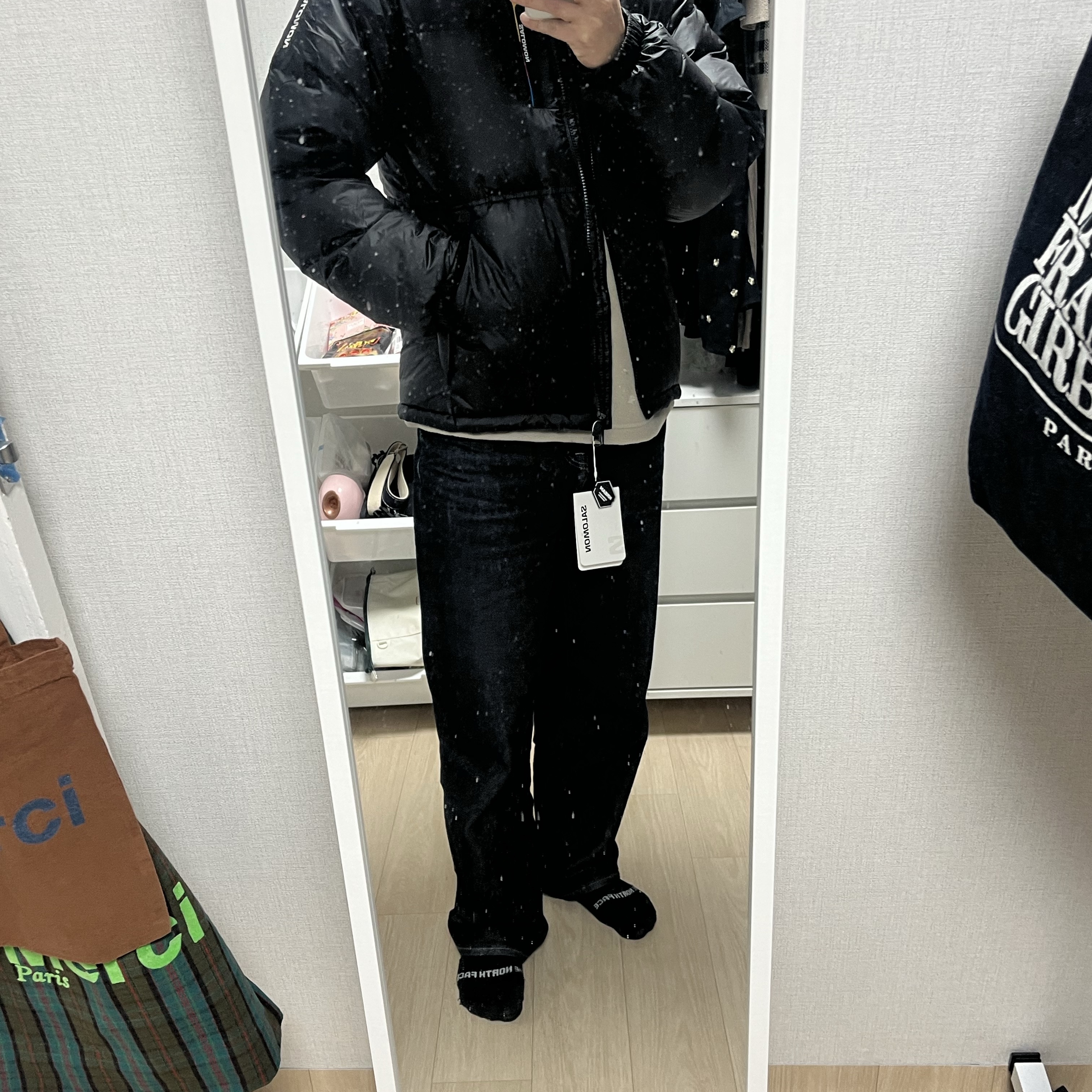 Salomon Contour Down Jacket Black 착용 스타일 - 3