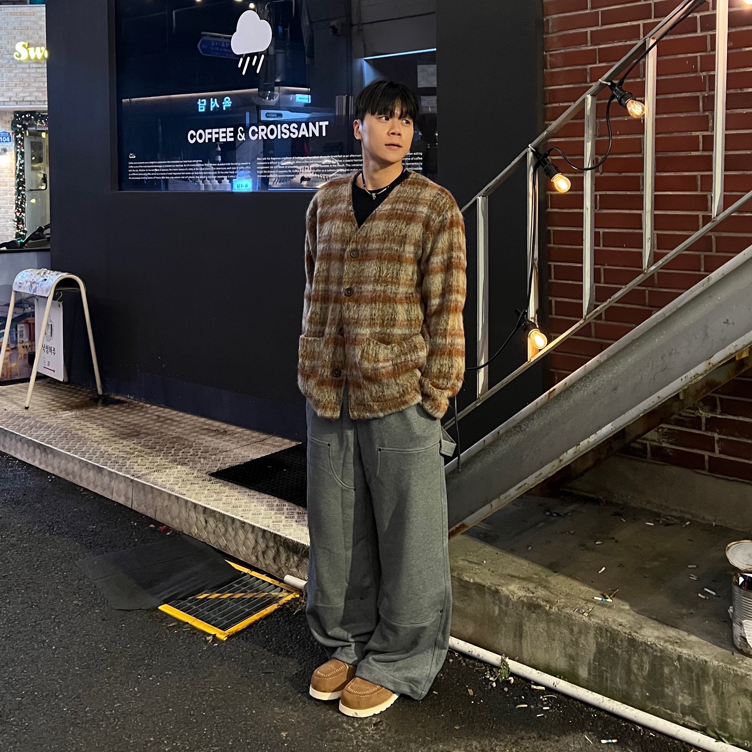 Our Legacy Cardigan Mohair Ament Check 착용 스타일