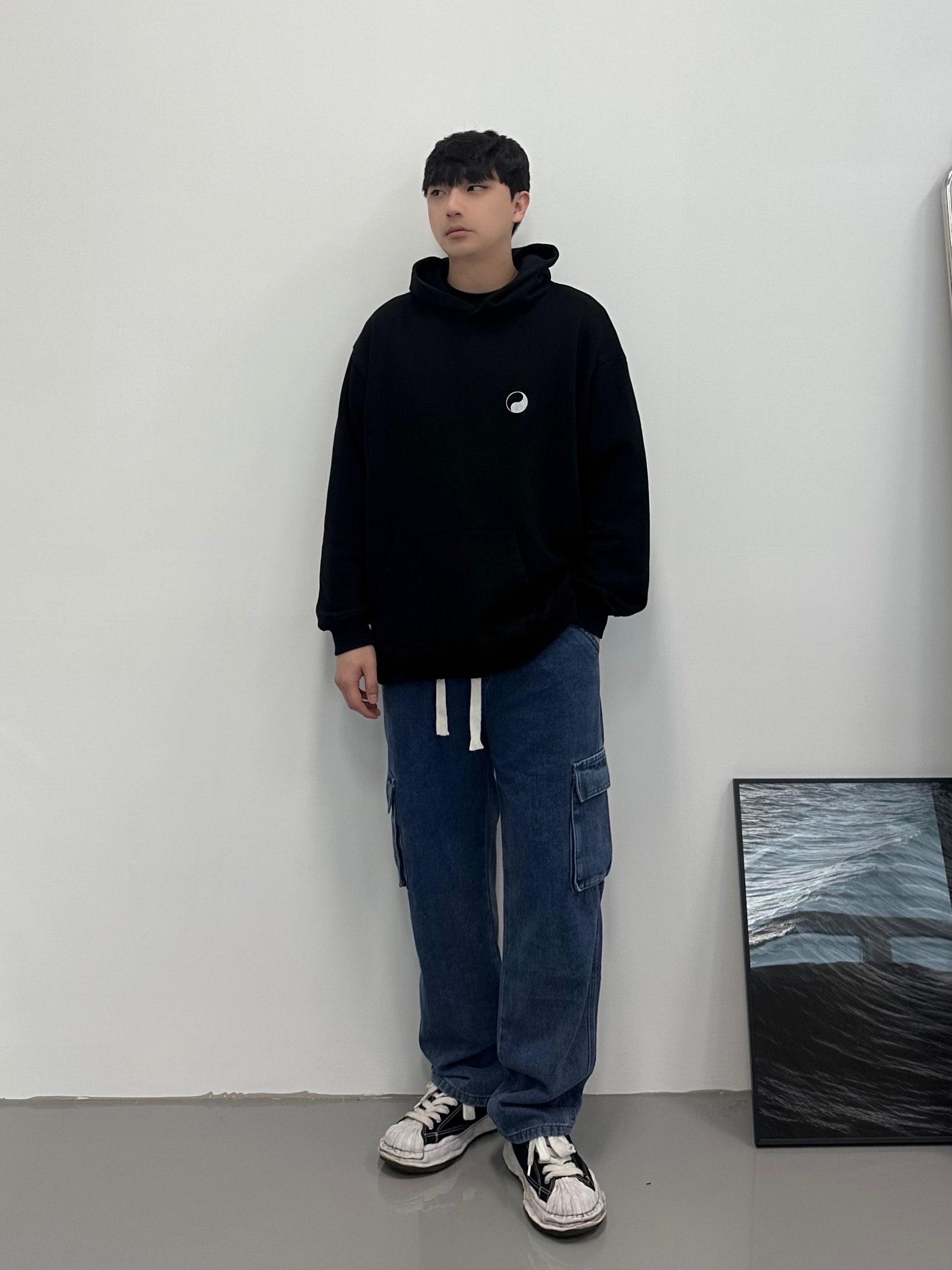 Maison Mihara Yasuhiro Peterson OG Sole Canvas Low Sneakers Black 착용 스타일 - 1