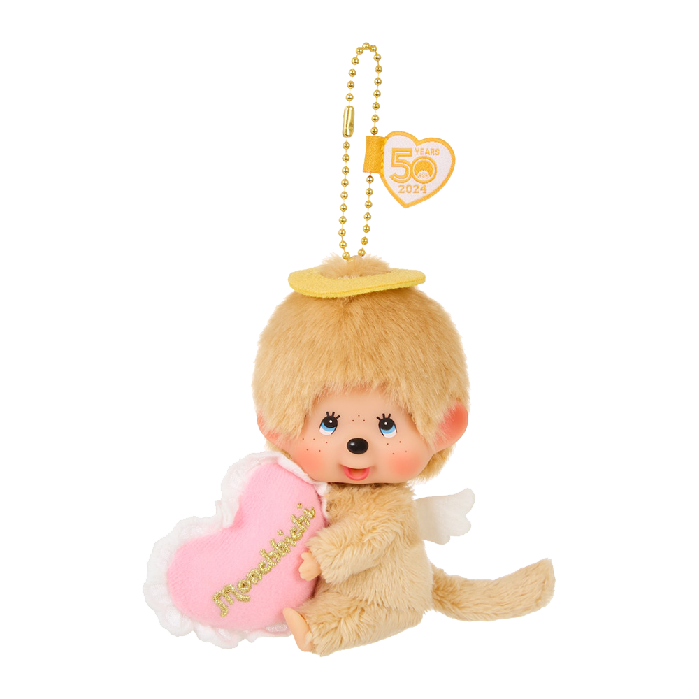 몬치치 러브 해피 엔젤 몬치치 빅헤드 SS 키체인(Monchhichi Love Happy Angel Monchhichi Big Head SS Keychain)