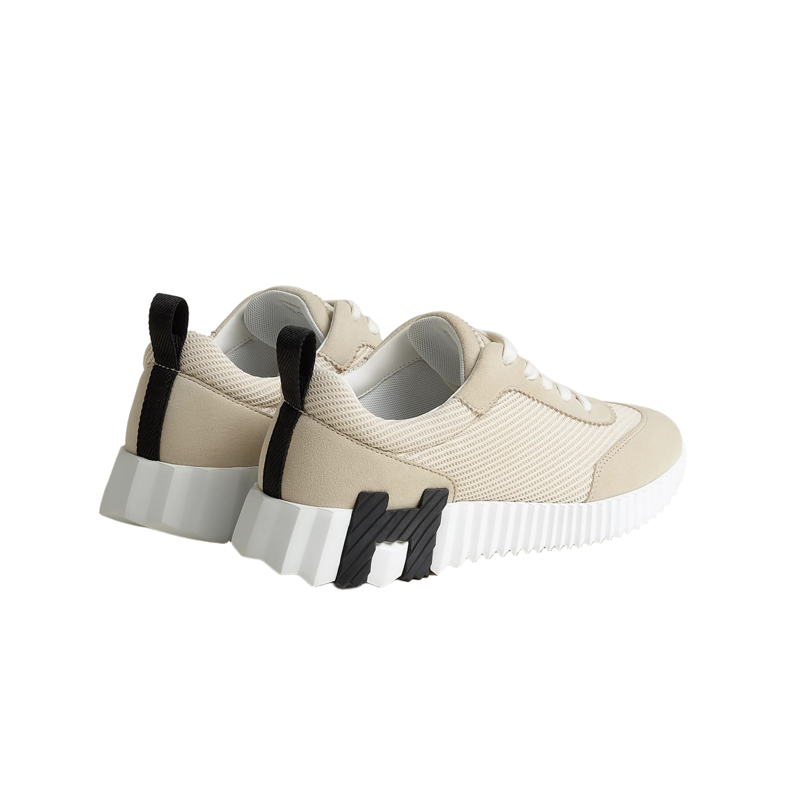 (W) 에르메스 바운싱 스니커즈 텍스쳐드 메쉬 스웨이드 고트스킨 & 베쥬 글레즈((W) Hermes Bouncing Sneakers Textured Mesh Suede Goatskin & Beige Glaise) - 3