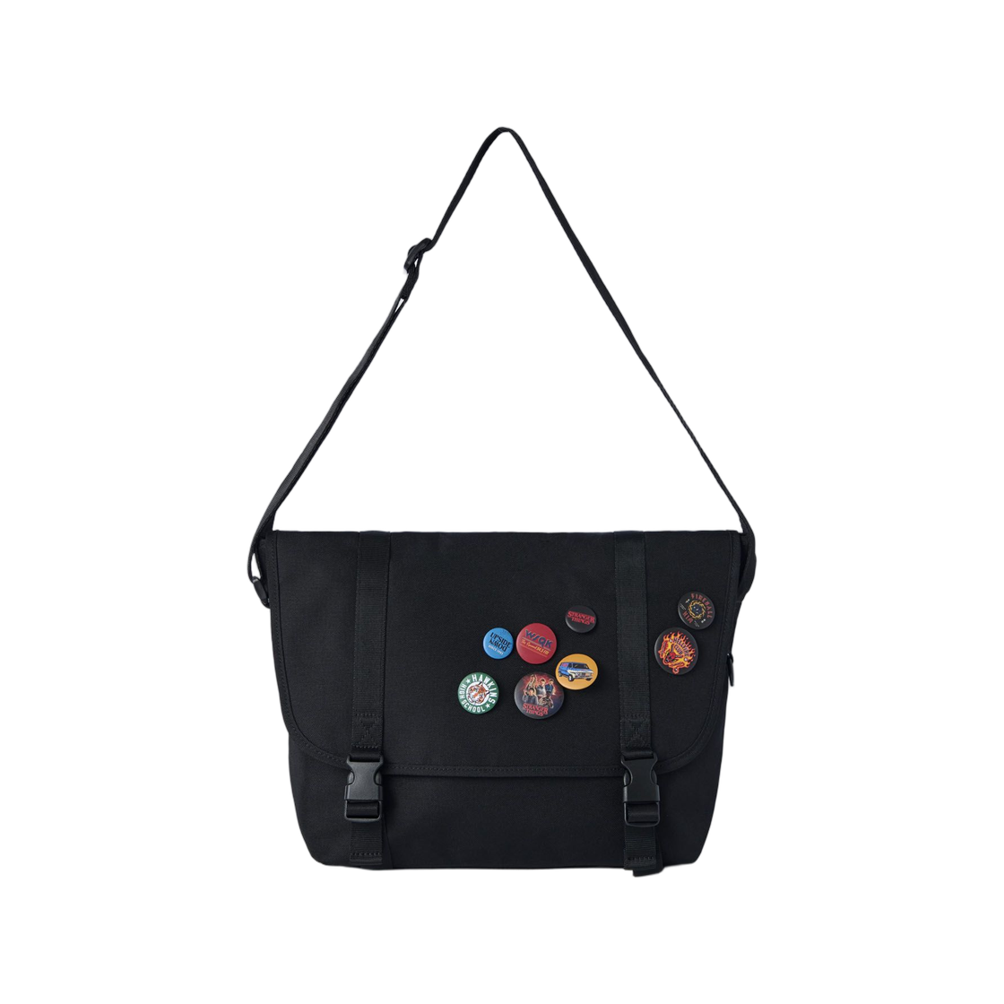 무신사 스탠다드 x 기묘한 이야기 배지 메신저백 블랙(Musinsa Standard x Stranger Badge Massenger Bag Black)