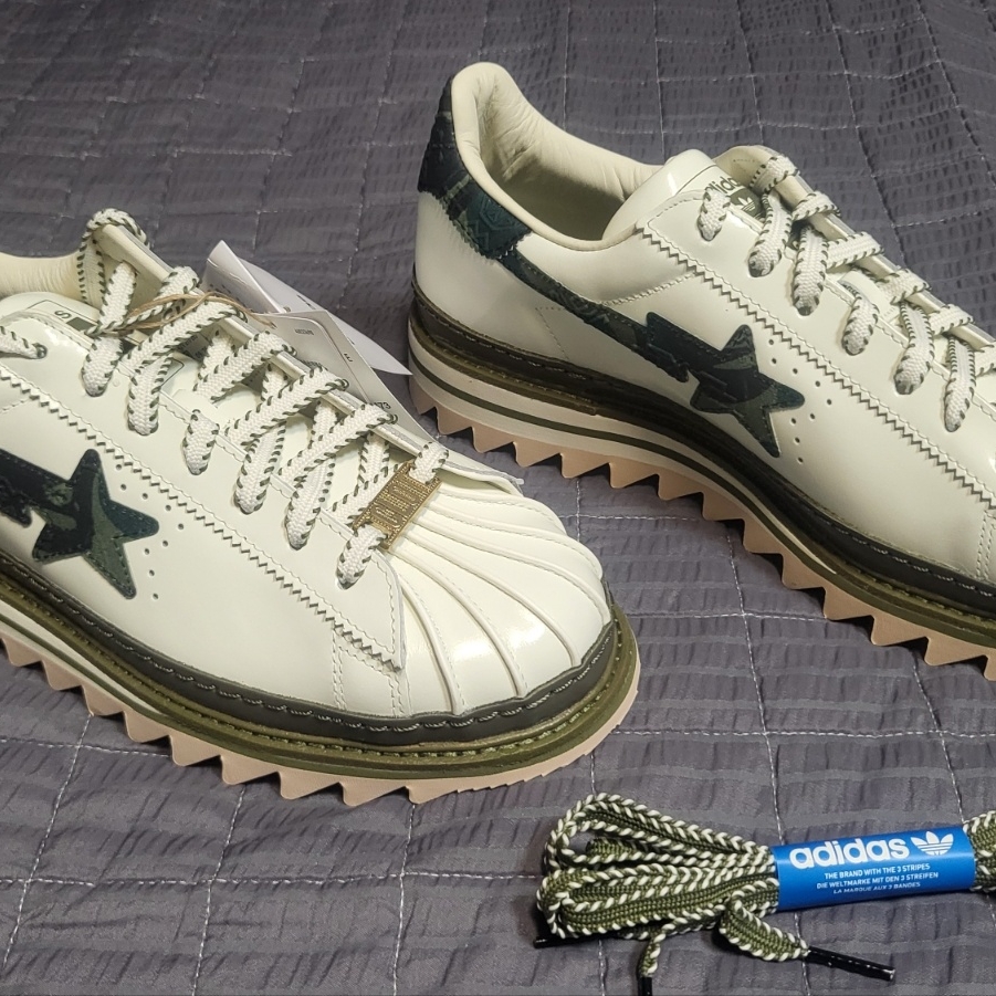 Adidas x BAPE x Edison Chen Clot Superstar Off White Branch 착용 스타일 - 4
