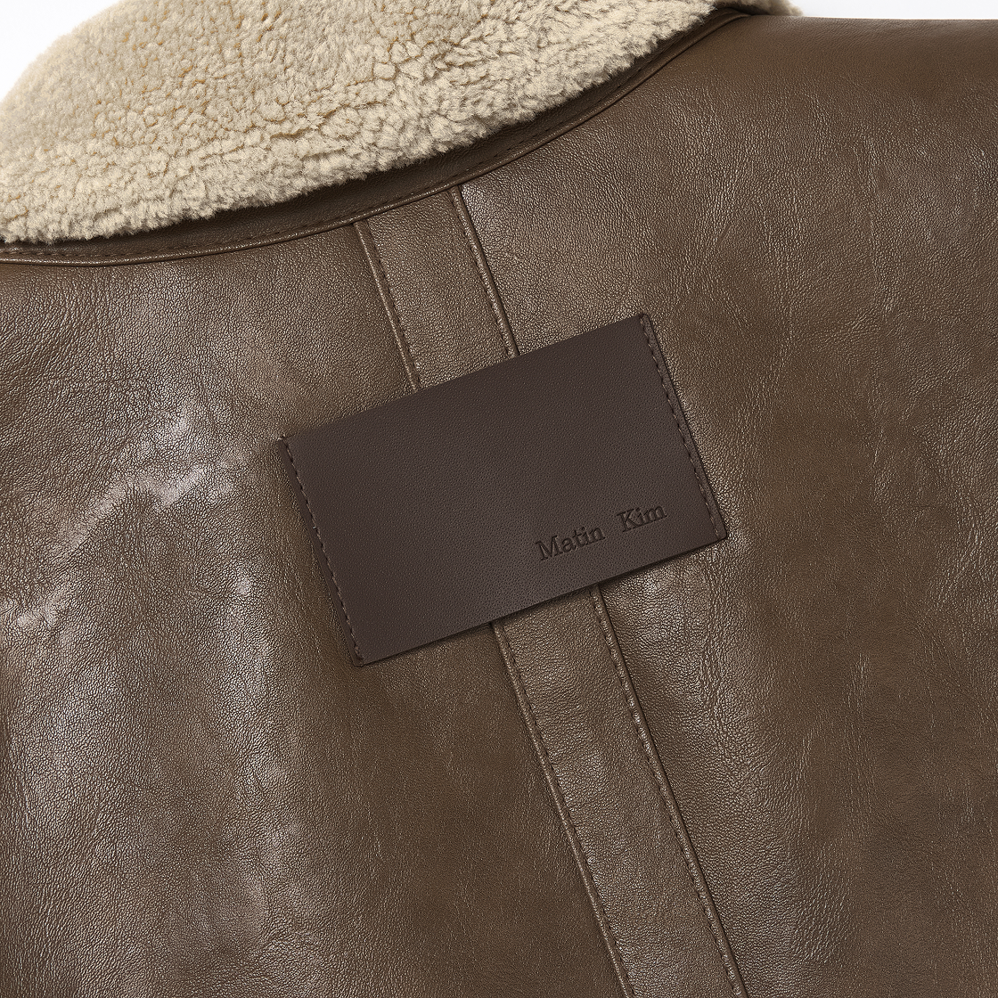 마뗑킴 퍼 포인트 레더 무스탕 점퍼 브라운(Matin Kim Fur Point Leather Mustang Jumper Brown) - 6