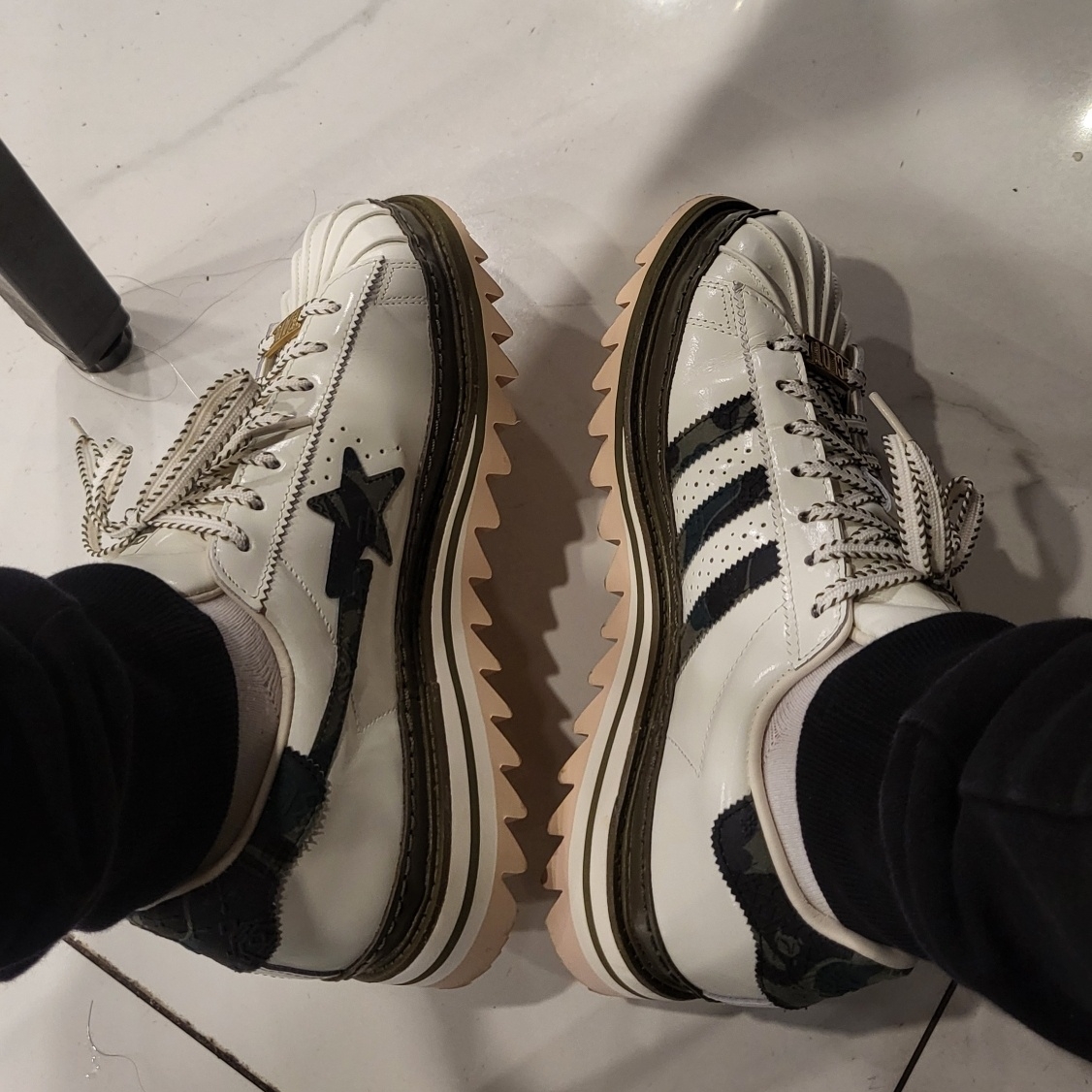 Adidas x BAPE x Edison Chen Clot Superstar Off White Branch 착용 스타일 - 7