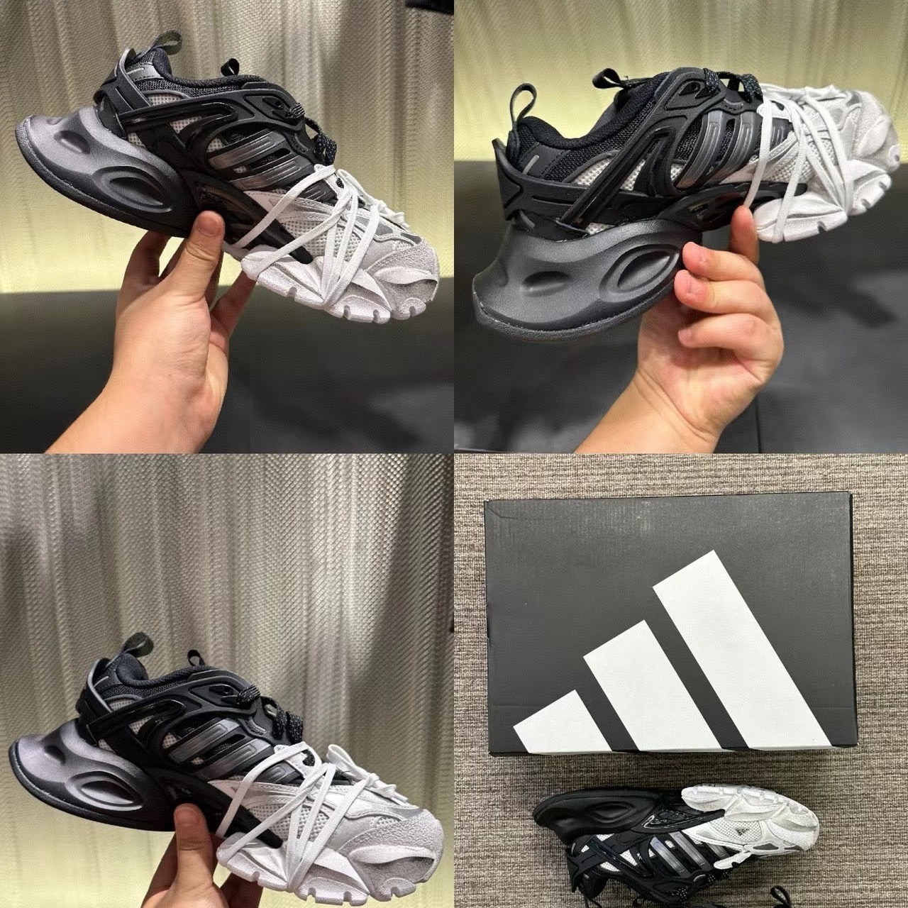 Adidas Vento XLG Runner Deluxe Sneakers White Black 착용 스타일 - 1