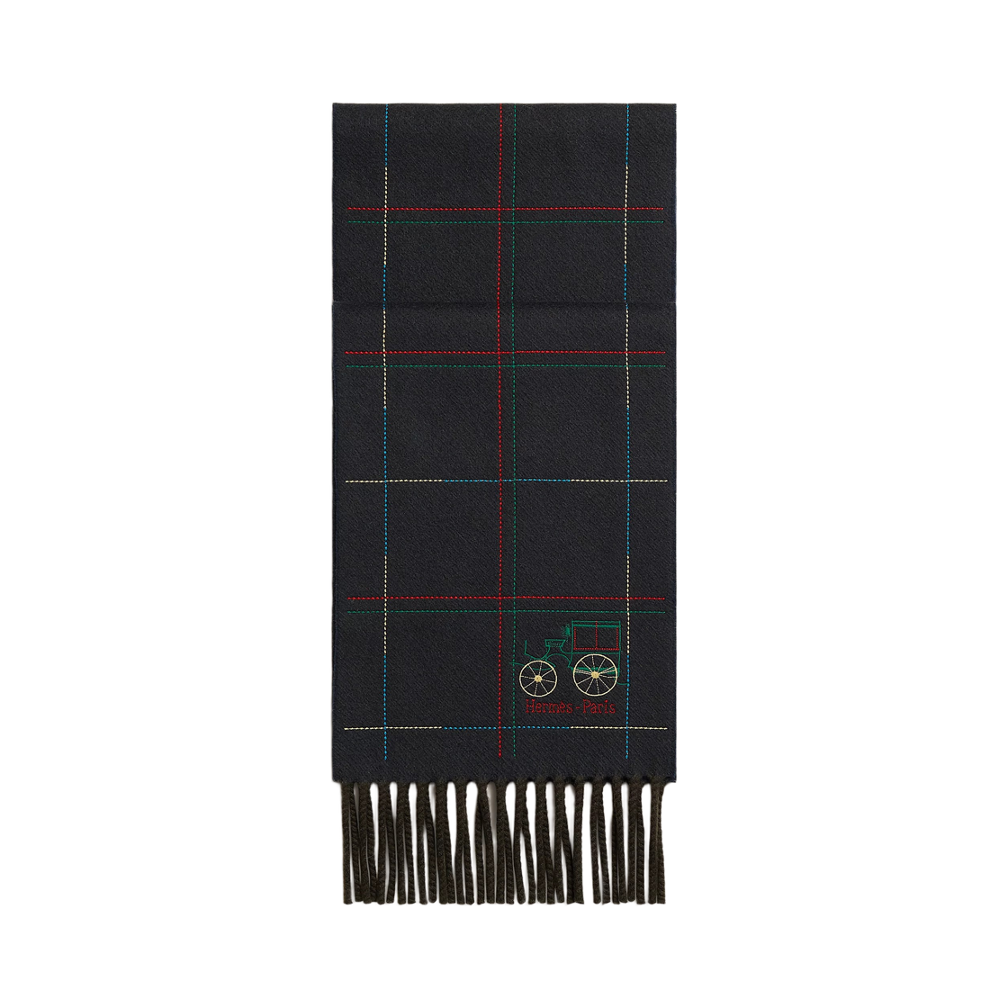 (W) 에르메스 브로디 아 투트 베를린 머플러 캐시미어 & 블루((W) Hermes Brodee A Toute Berline Muffler Cashmere & Bleu) - 1