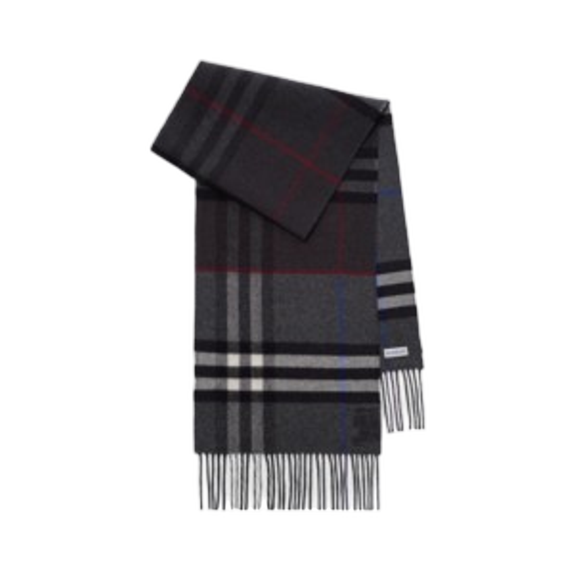 81177061 Burberry Contrast Check Cashmere Scarf Marlborough Grey Charcoal Grey