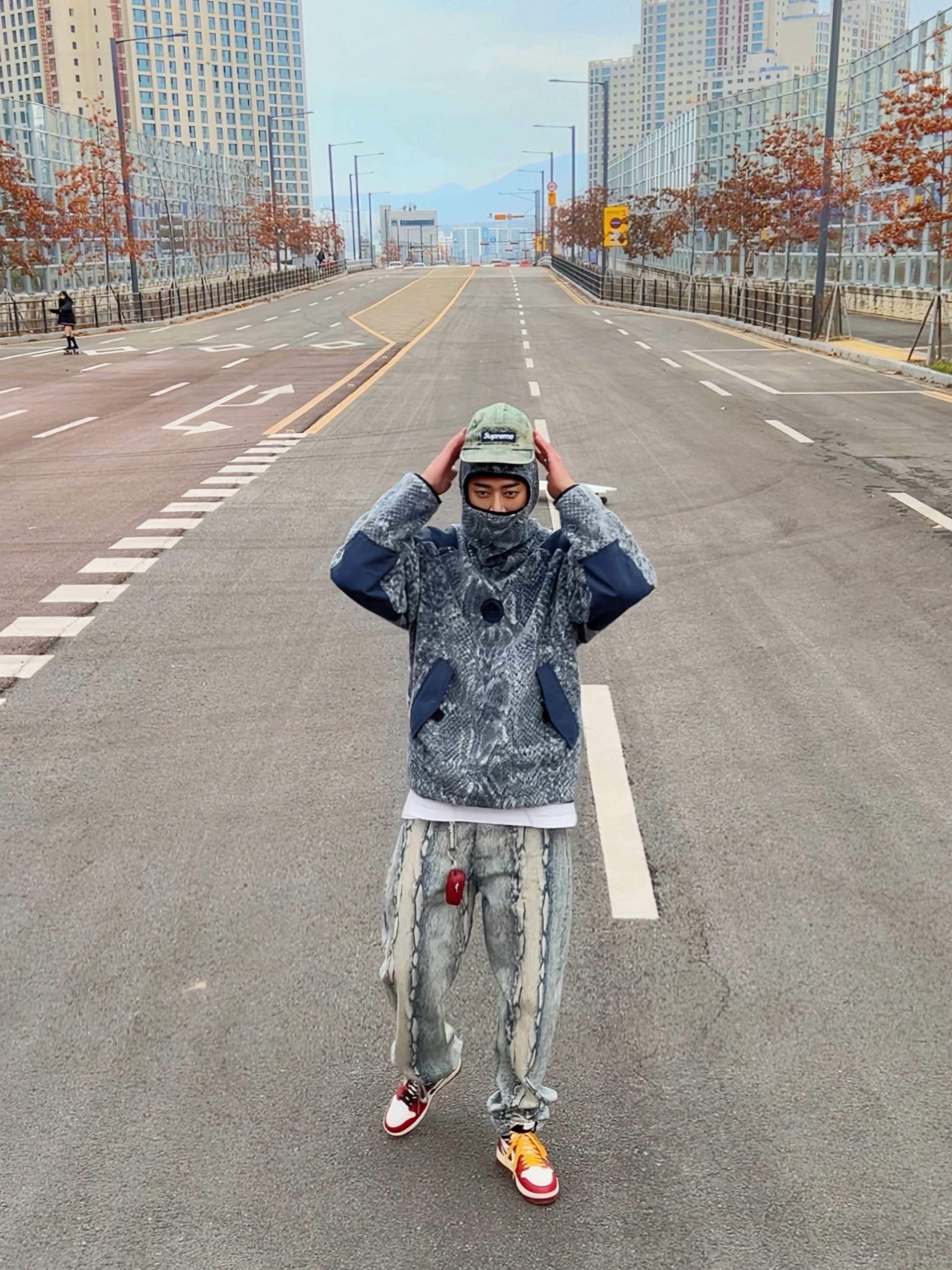 Supreme Bandana Jacquard Denim Camp Cap Blue - 25SS, Supreme x Nike ACG Fleece Pullover Mint Snakeskin - 22FW 착용 스타일