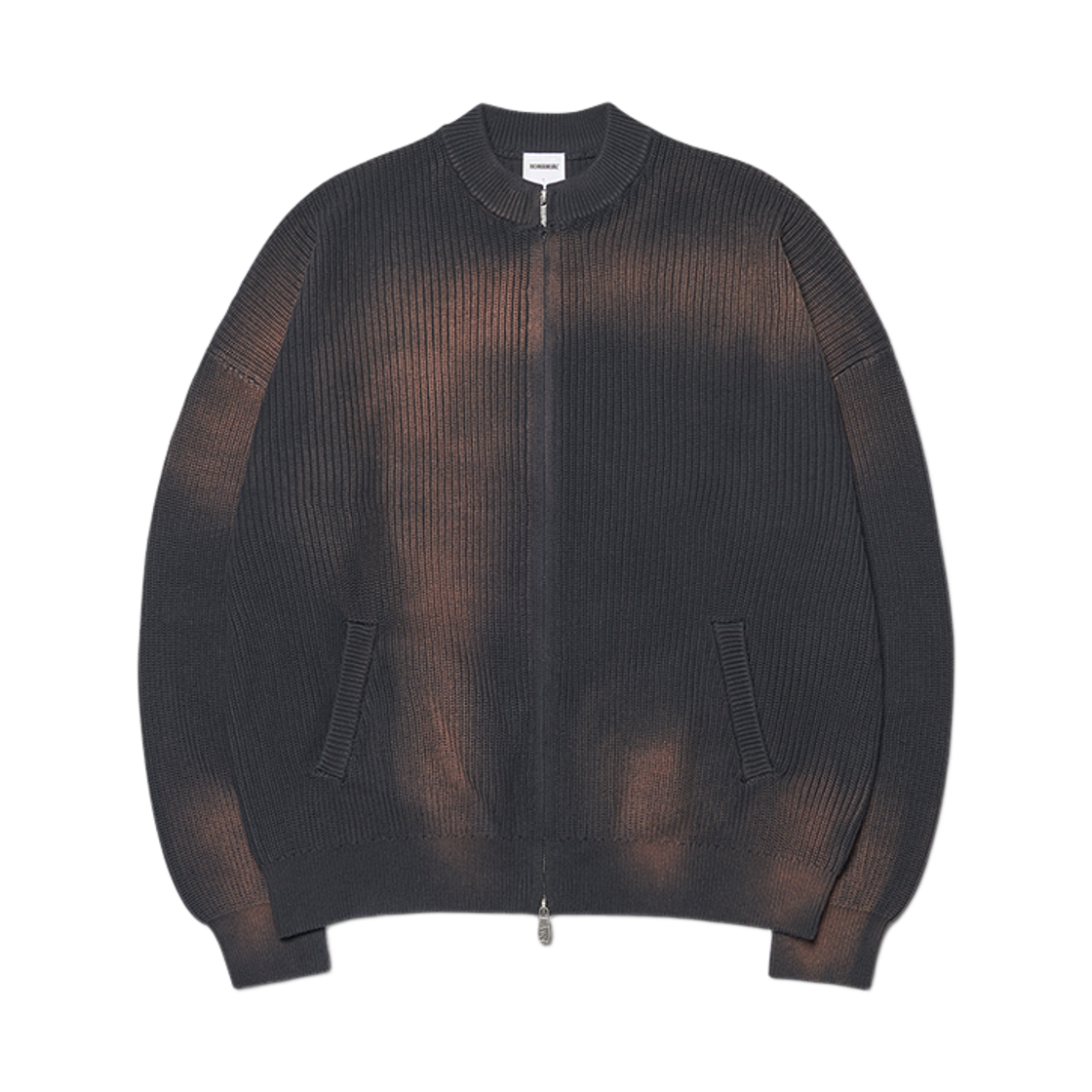 NMWF52KT04CHA NOMANUAL Spray Dyeing Knit Zip-up Charcoal