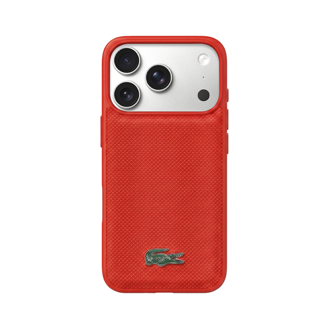 LCHMP17XPLAR LACOSTE HARD ICONIC PETIT PIQUE PU LACQUER LOGO MAGSAFE CASE  iPhone 17 Pro Max RED