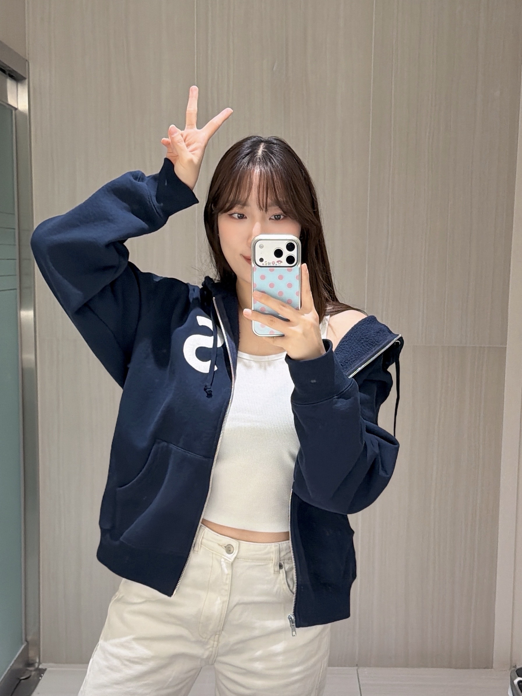 Supreme S Logo Zip Up Hooded Sweatshirt Navy - 24FW 착용 스타일 - 2