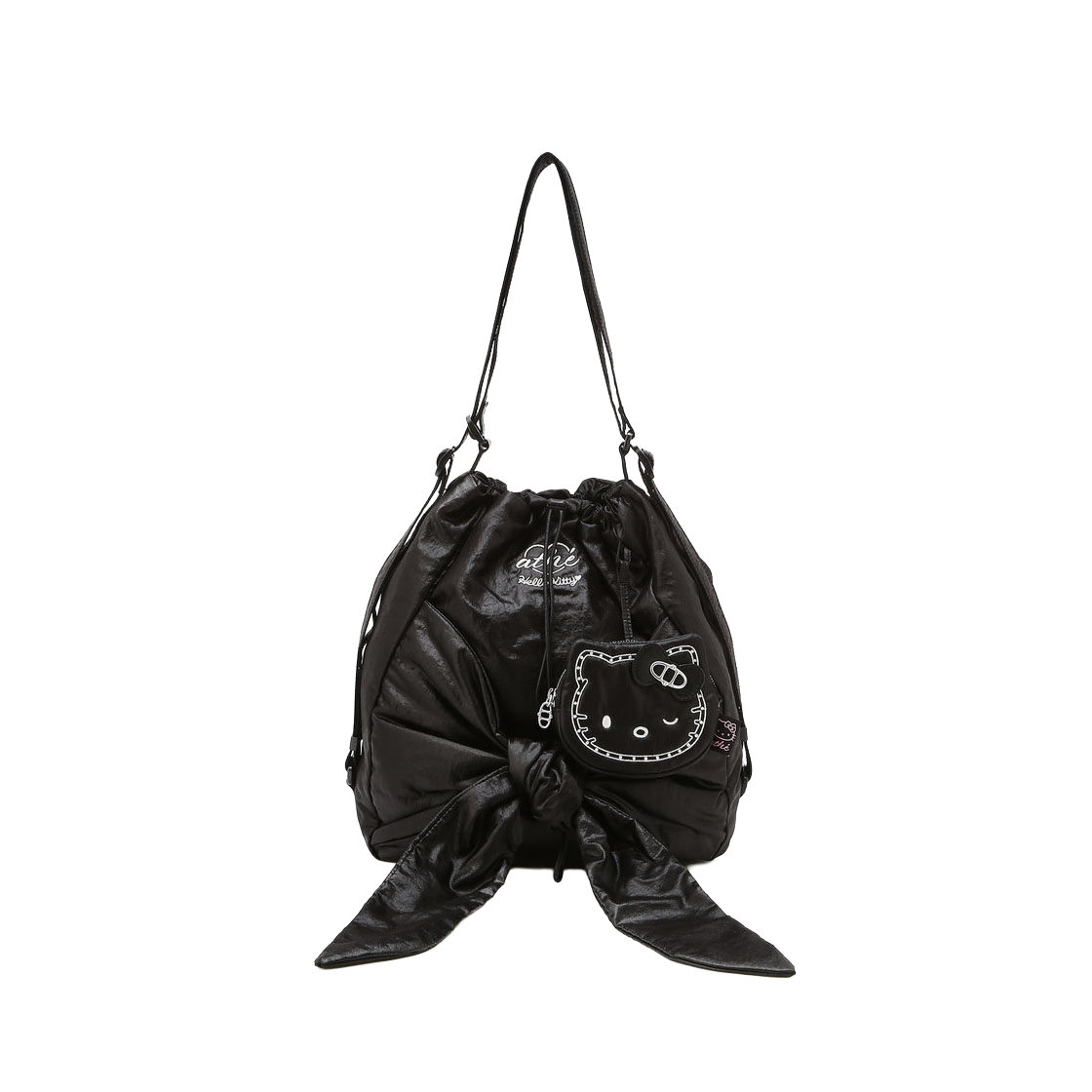 AABA6E003BK Hello Kitty x Athe Ruban Glossy Black Backpack & Shoulder Bag S