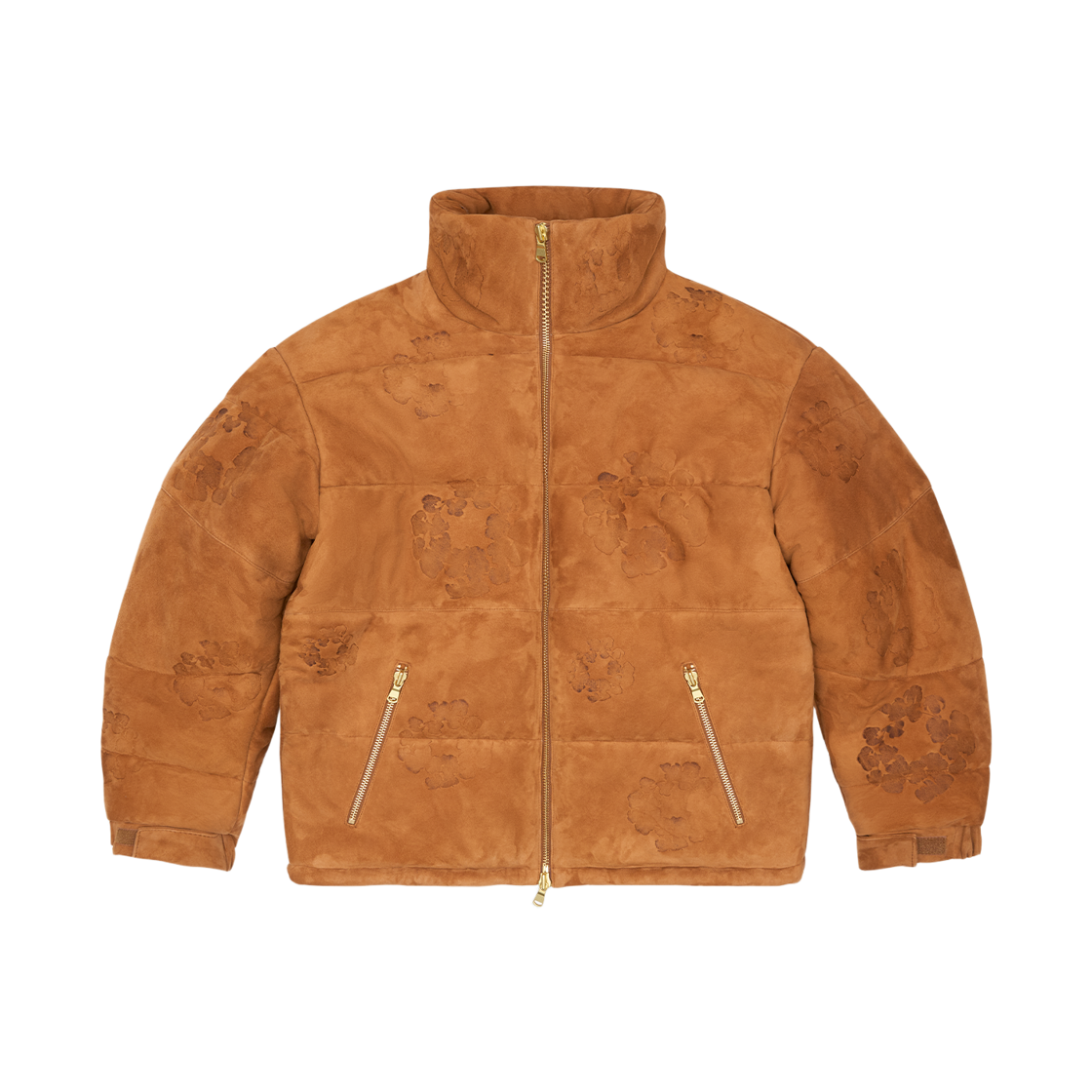 - Denim Tears Embossed Leather Wreath Puffer Brown