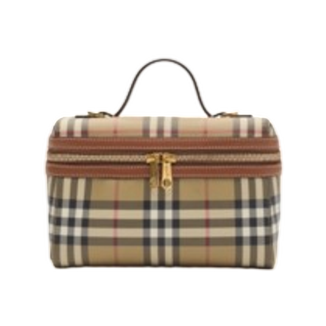 81205251 Burberry Check Vanity Bag Archive Beige Briar Brown
