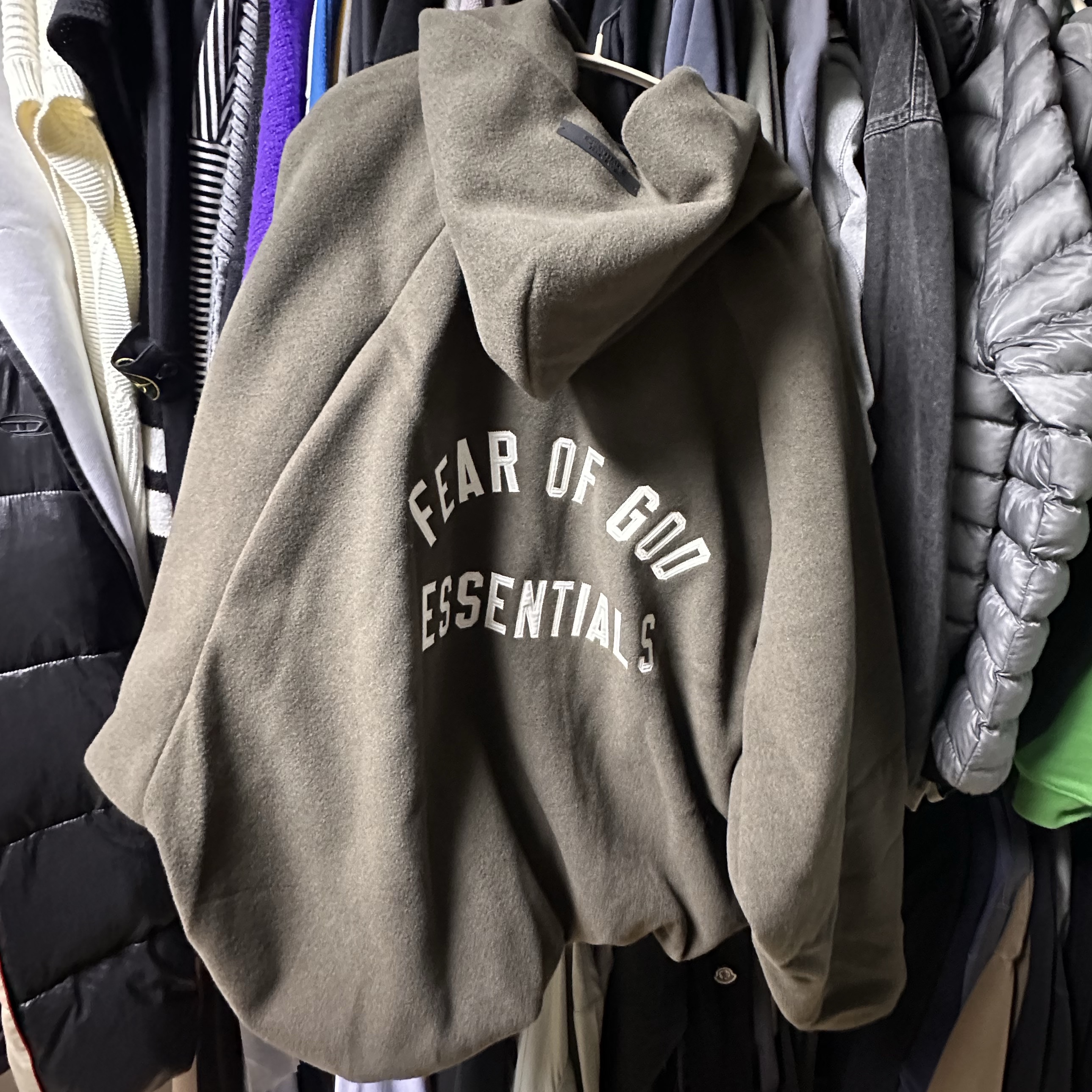 Essentials Brushed Full Zip Hoodie Bomber Jacket Brown - 24FW 착용 스타일