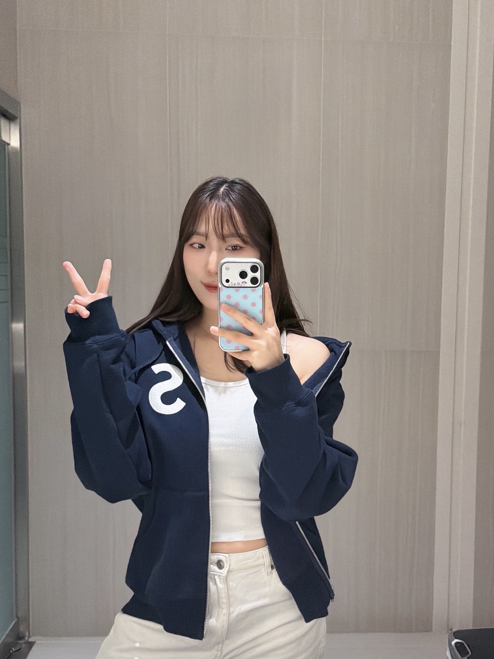 Supreme S Logo Zip Up Hooded Sweatshirt Navy - 24FW 착용 스타일 - 1