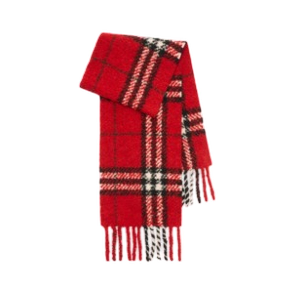 버버리 체크 알파카 울 블렌드 부클 스카프 포스트 레드(Burberry Check Alpaca Wool Blend Boucle Scarf Post Red)