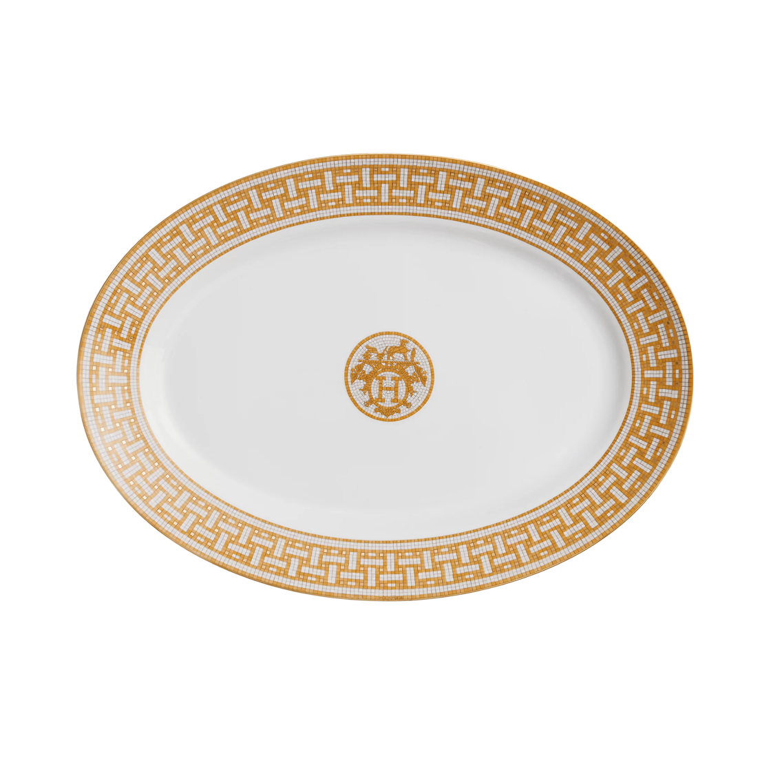 P026050P Hermes Mosaique Au 24 Large Oval Platter Gold (1 Plate)