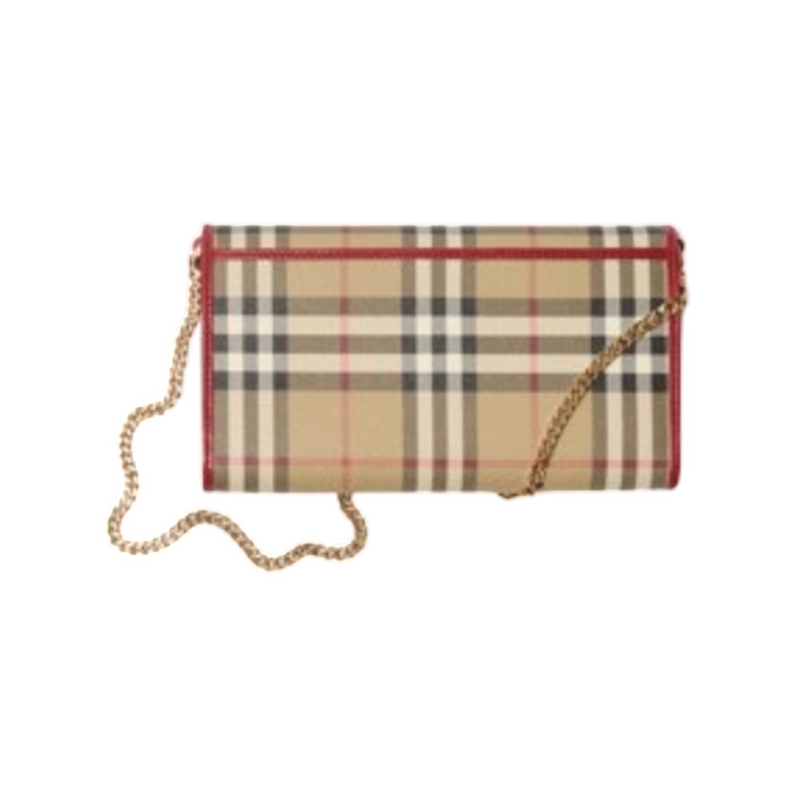 버버리 체크 체인 스트랩 월렛 아카이브 베이지 루비 레드(Burberry Check Chain Strap Wallet Archive Beige Ruby Red) - 2