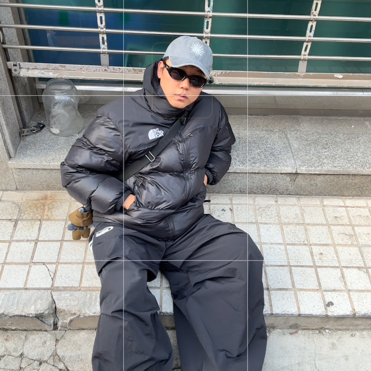 (W) The North Face Nuptse On Ball Jacket Black, Puma x Juun.J Plexus Black 착용 스타일 - 1