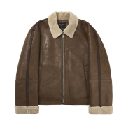 Matin Kim Fur Point Leather Mustang Jumper Brown