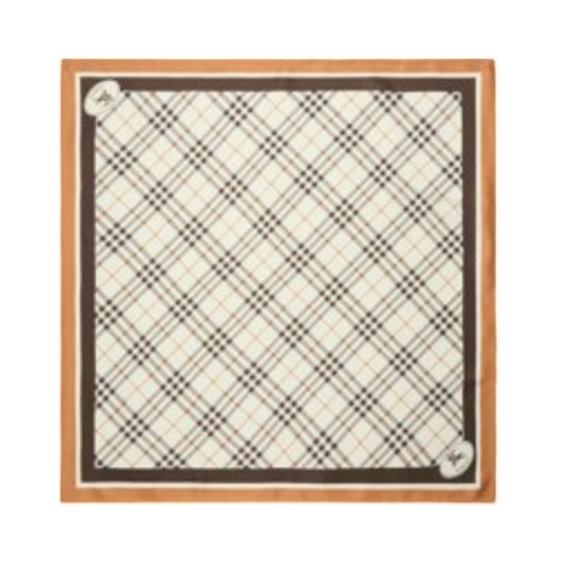 81203191 Burberry Check Knight Stamp Silk Scarf Pebble White