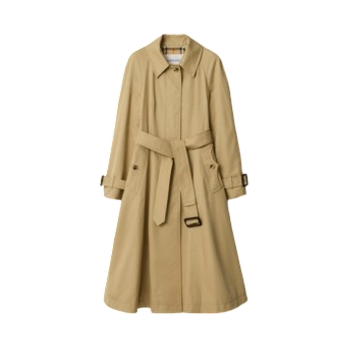 81187201 (W) Burberry Long Gabardine Ellingham Fit and Flare Car Coat Beige