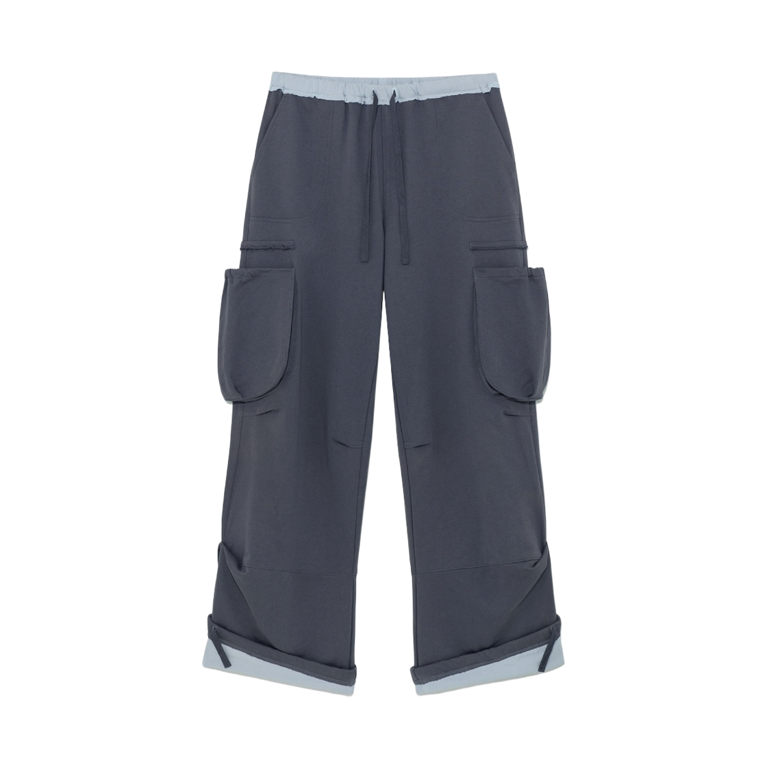 - (W) Glowny Utility Contrast Trim Jersey Pants Blue