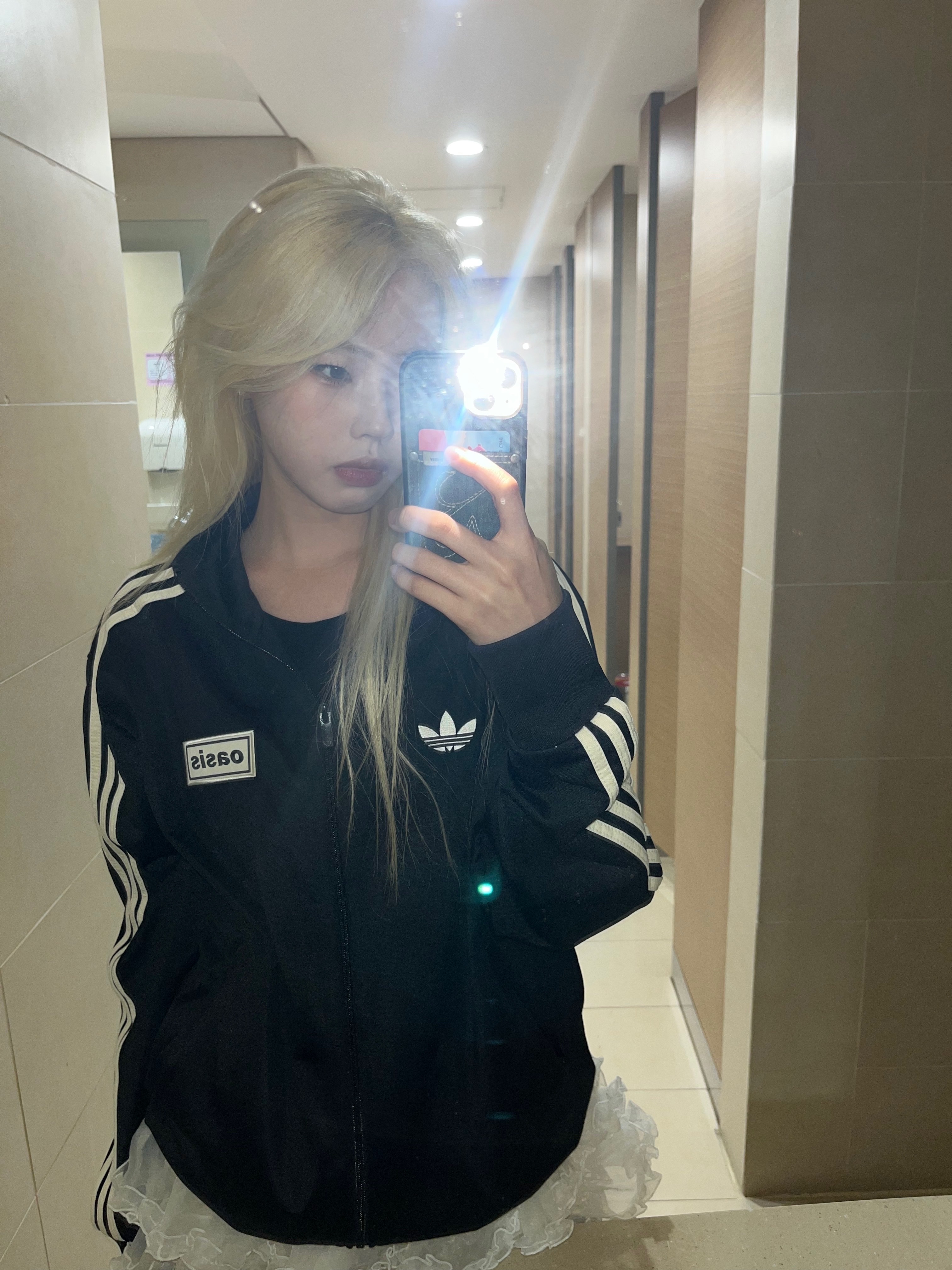 Adidas x Oasis Tour Firebird Track Top Black - KR Sizing 착용 스타일 - 1