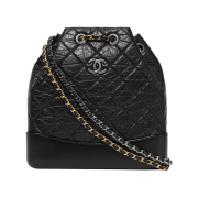 Chanel Small Gabrielle Backpack Aged Calfskin & Gold Silver Black