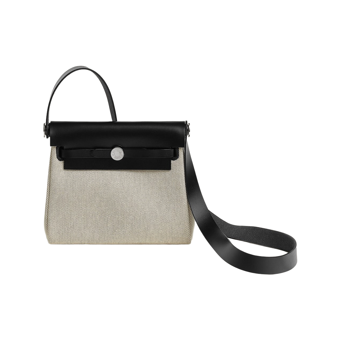 H085414CKAH Hermes Herbag Zip 20 Bag H Viking Canvas Hunter Cowhide & Palladium Ecru Amande Noir