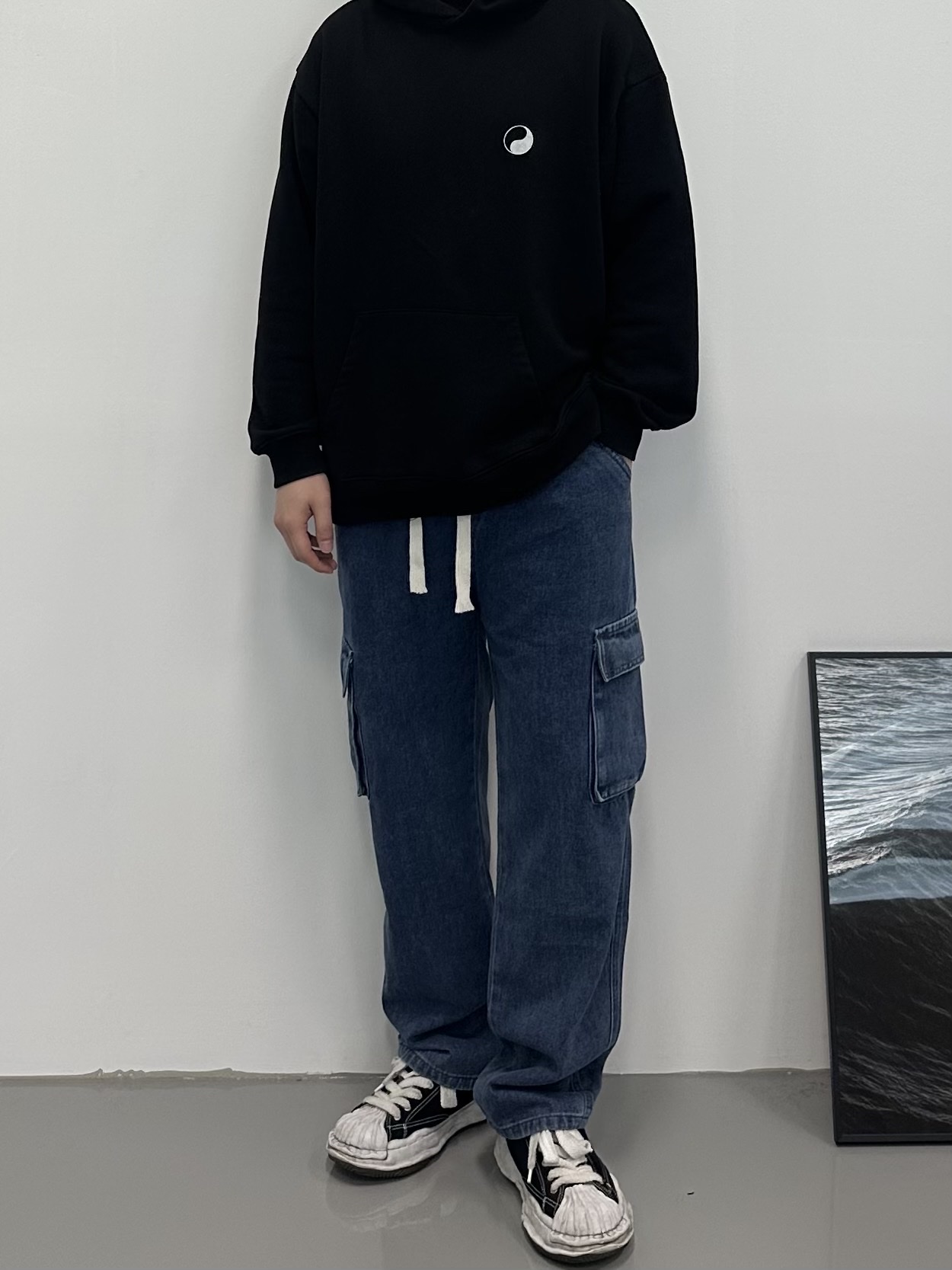Maison Mihara Yasuhiro Peterson OG Sole Canvas Low Sneakers Black 착용 스타일 - 2