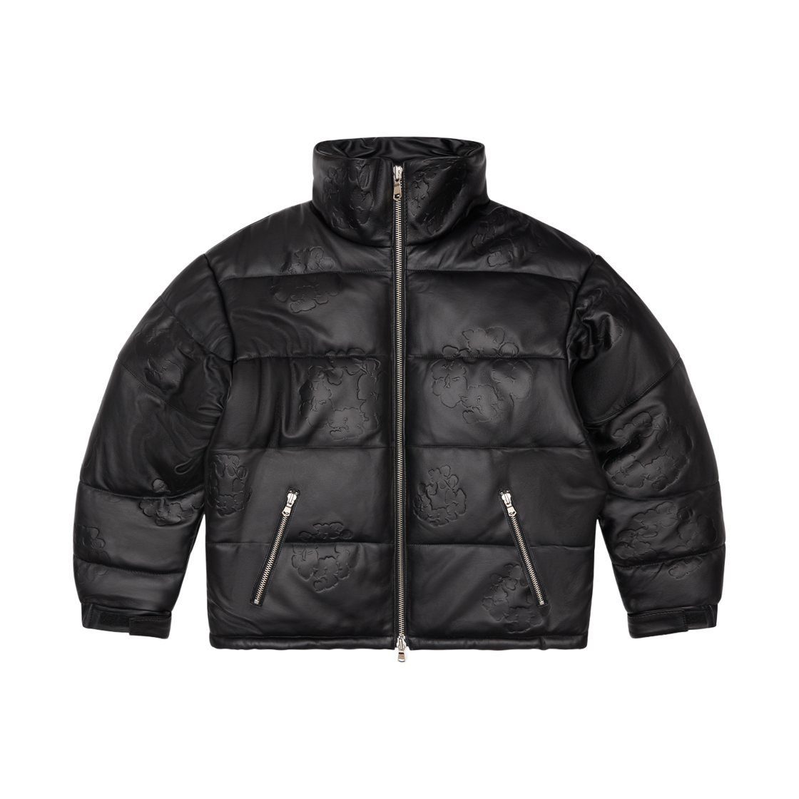 데님 티어스 엠보스드 레더 리쓰 퍼퍼 블랙(Denim Tears Embossed Leather Wreath Puffer Black)