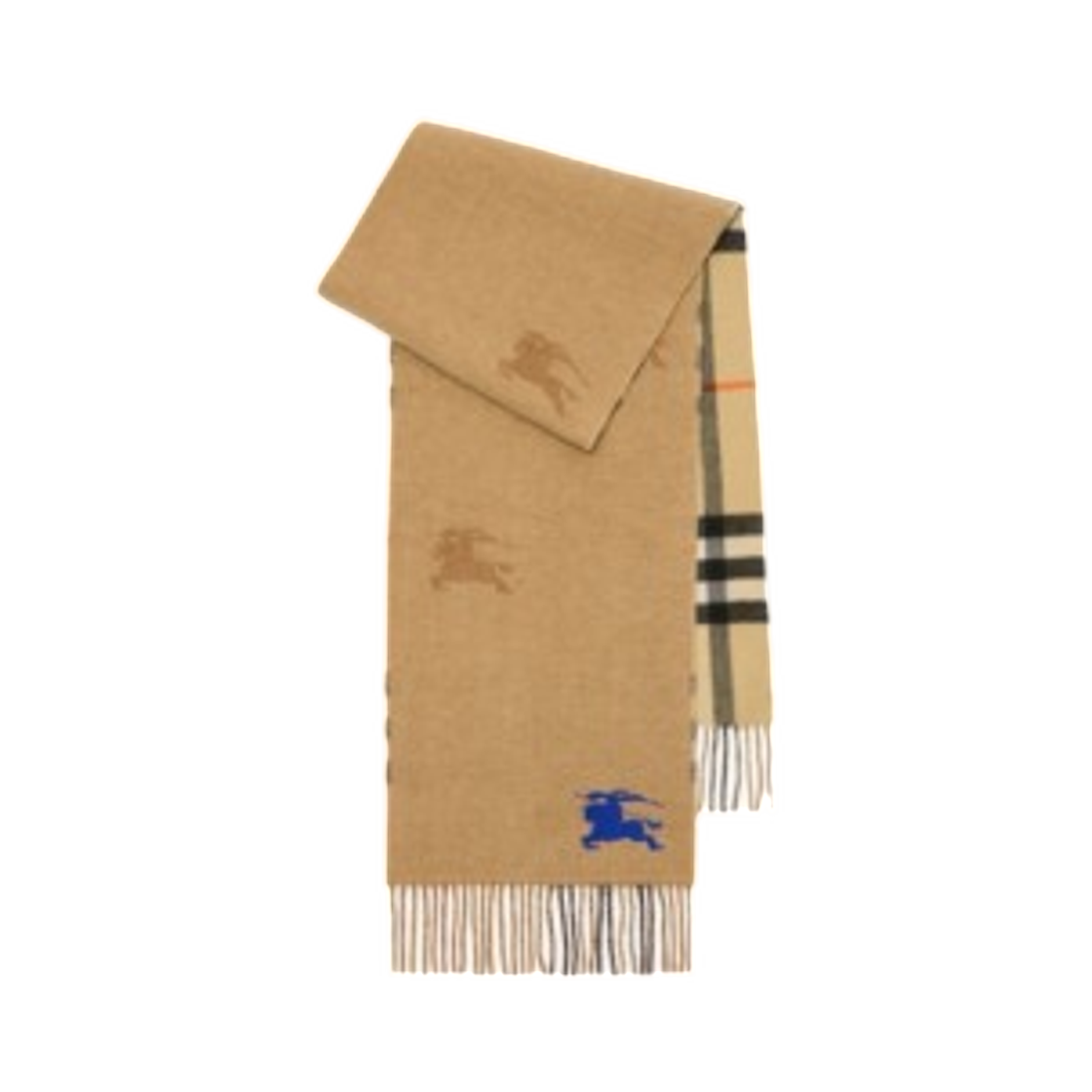 81163091 Burberry Reversible EKD Check Cashmere Scarf Sand Beige