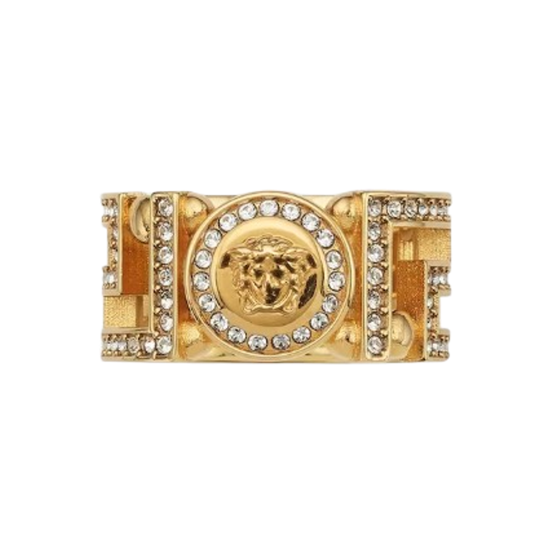 1006571-1A00621-4J090 Versace Greca Crystal Ring Gold